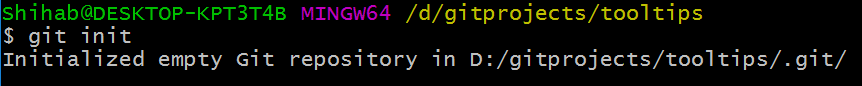 Initialize git using bash command line
